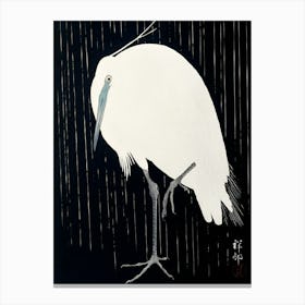 Egret In The Rain 1 Canvas Print