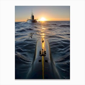Submarine In The Ocean -Reimagined 12 Canvas Print