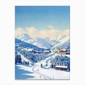 Garmisch Partenkirchen, Germany 2 Vintage Skiing Poster Canvas Print