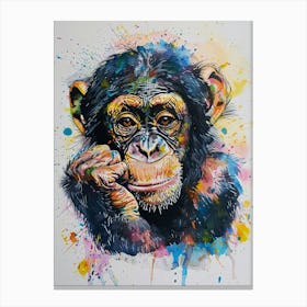 Bonobo Colourful Watercolour 1 Canvas Print