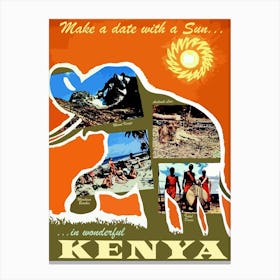 Kenya, Africa, Vintage Travel Poster Canvas Print