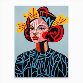 Woman With Leaves In Her Hair - Expressionist Painting Canvas Print