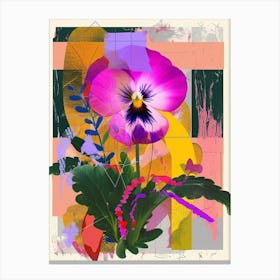 Pansy 4 Neon Flower Collage Canvas Print