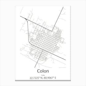 Colon,Cuba Minimalist Map Canvas Print