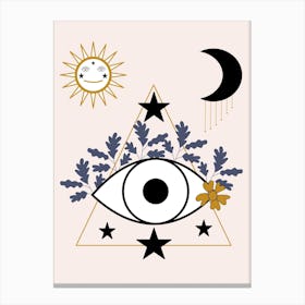 Eye Leaves And Celestial Elements Canvas Print