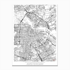 Amsterdam Map Minimal Canvas Print
