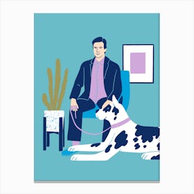 Man With Dog Canvas Print
