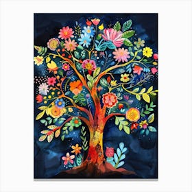 Bright Tree Of Life, Painting In The Style Of Henri Rousseau, Watercolor Painting, 300 Dpi, 4k, Stampe su tela