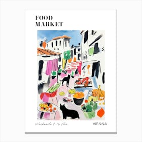 The Food Market In Vienna 1 Illustration Poster Canvas Print