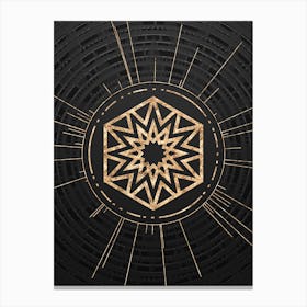Geometric Glyph Symbol in Gold with Radial Array Lines on Dark Gray n.0215 Canvas Print