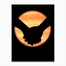 Silhouette Of Hands Holding Hands 1 Canvas Print