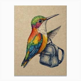 Hummingbird With Backpack 3 Canvas Print