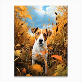 Jack Russell Terrier In Field Of Gold Canvas Print