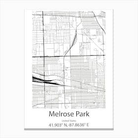 Melrose,United States Minimalist Map Canvas Print