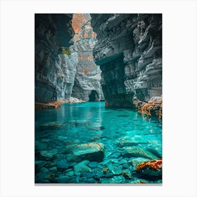 Blue Water In A Cave Canvas Print