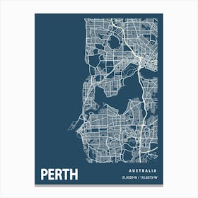 Perth Blueprint City Map 1 Canvas Print