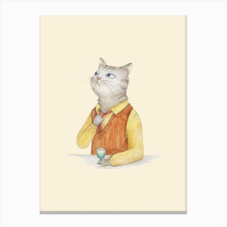 Cat And Absinthe Canvas Print