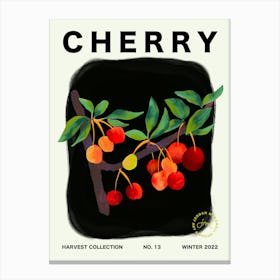 Cherry Fruit Kitchen Typography Canvas Print