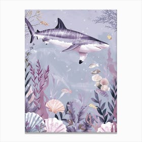 Purple Zebra Shark Illustration 1 Canvas Print