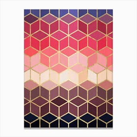 Cubes and golden lines Canvas Print