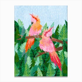 Two Parrots In The Jungle Canvas Print