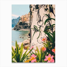 Amalfi Coast, Flower Collage 7 Canvas Print