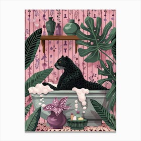 Black panther In A Bathtub Canvas Print