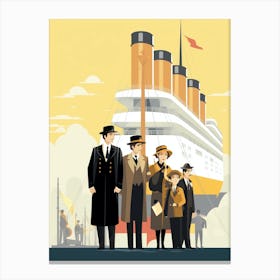 Titanic Family Boarding Ship Minimalist Illustration 3 Canvas Print