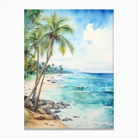 Watercolor Of A Tropical Beach 4 Canvas Print