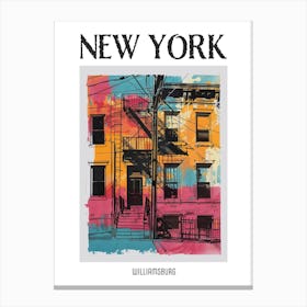 Williamsburg New York Colourful Silkscreen Illustration 4 Poster Canvas Print