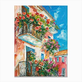 Balcony View Painting In Malaga 1 Canvas Print