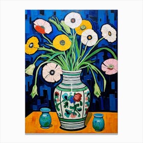 Flowers In A Vase Still Life Painting Cosmos 1 Canvas Print