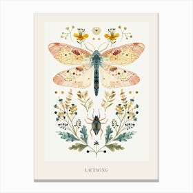 Colourful Insect Illustration Lacewing 2 Poster Canvas Print