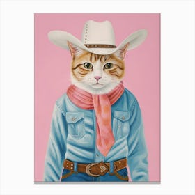 Cowboy Ginger Cat Quirky Western Print Pet Decor 4 Canvas Print
