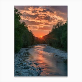 Sunset Over The River 3 Canvas Print