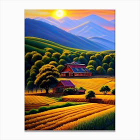 Sunset At The Farm 3 Canvas Print