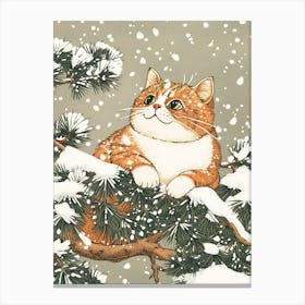 Cat In The Snow Canvas Print