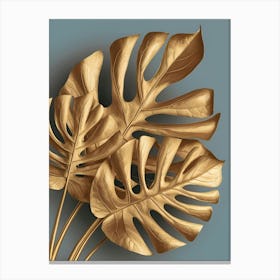 Gold Monstera Leaves Canvas Print