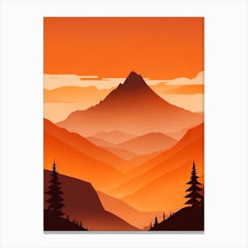 Misty Mountains Vertical Composition In Orange Tone 367 Canvas Print