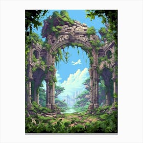 Ruins Landscape Pixel Art 1 Canvas Print