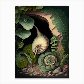 Snail In Cave Botanical Canvas Print