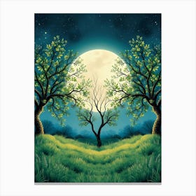 Moon And Trees Canvas Print