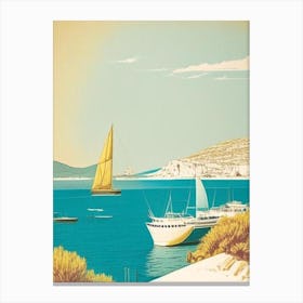 Paros Greece Vintage Sketch Tropical Destination Canvas Print