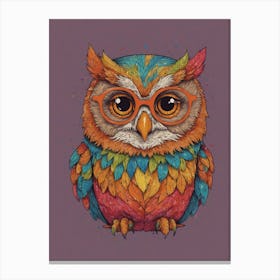 Owl With Glasses Canvas Print