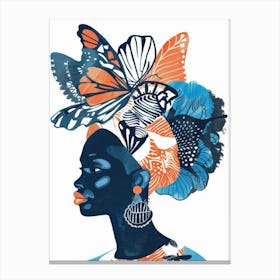 African Woman With Butterflies 1 Canvas Print