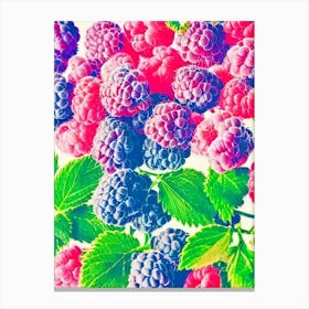 Raspberry 1 Risograph Retro Poster Fruit Canvas Print