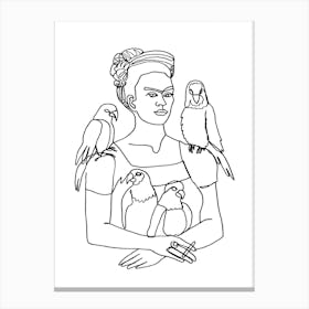 Frida And Birds Canvas Print