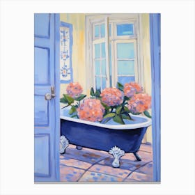A Bathtube Full Hydrangea In A Bathroom 2 Canvas Print