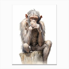 Watercolour Thinker Monkey 3 Canvas Print