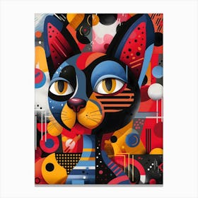 Abstract Cat, Vibrant, Bold Colors, Pop Art Canvas Print